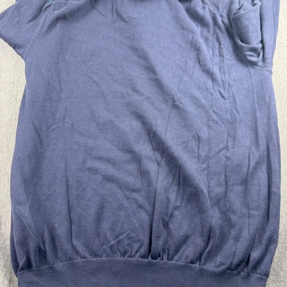 Polo Ralph Lauren Men Navy Blue Pima Cotton Long Sleeve Polo Sweater Size M
